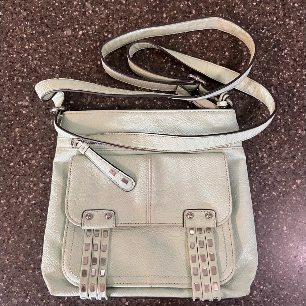 Y2K Jessica Simpson Mint Green Crossbody Bag Purse with Studded Details